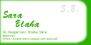 sara blaha business card